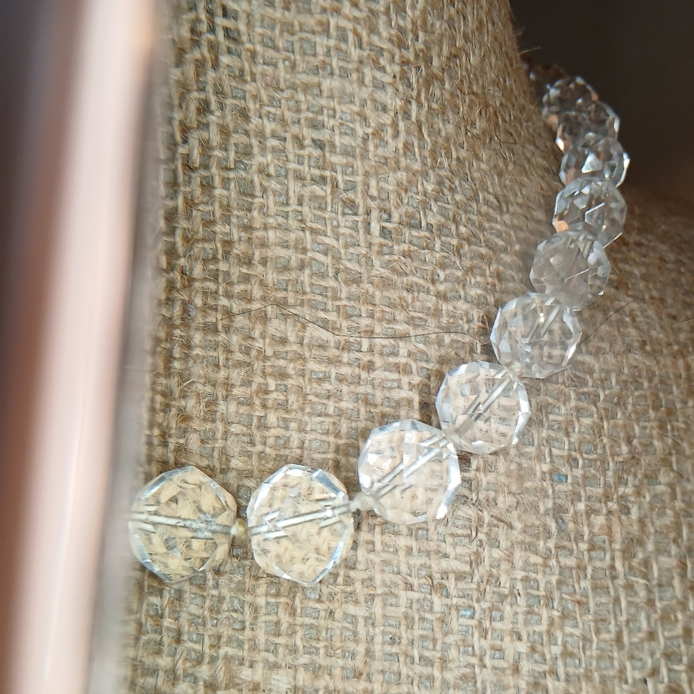 Vintage Graduated Crystal Beaded Necklace Faceted Beads 10k Clasp - Picture 3 of 10